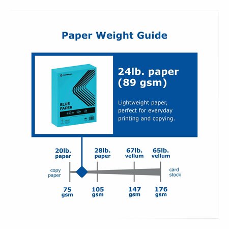 Printworks Professional Color Paper, 24 lb Text Weight, 8.5 x 11, Blue, 500PK 00102